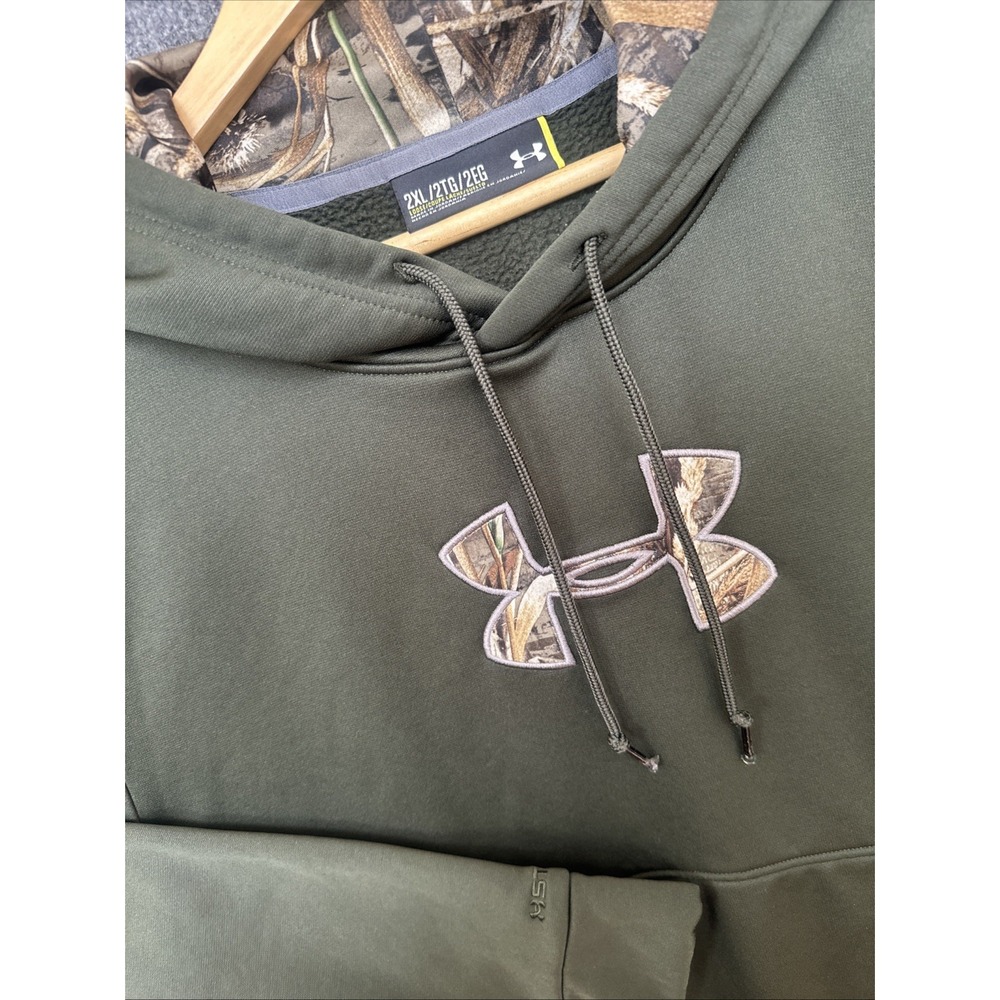 Under Armour ColdGear Storm Hoodie Mens XXL Army Green Realtree Camo Logo